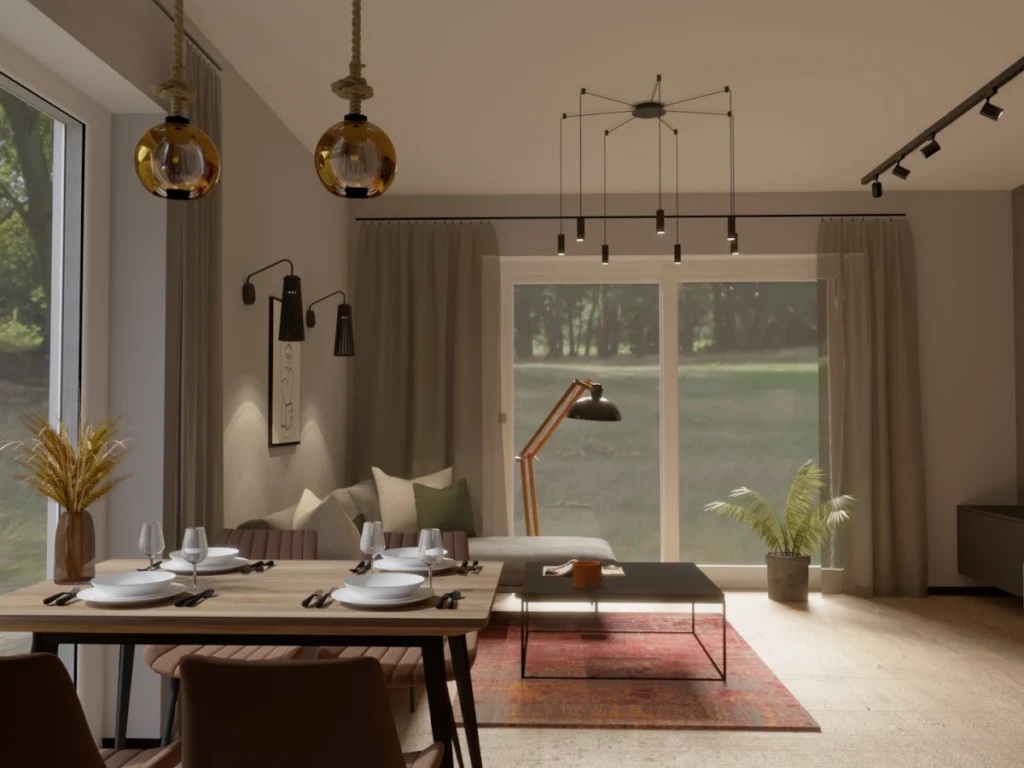 Wizualizacja projektu wnętrz salon